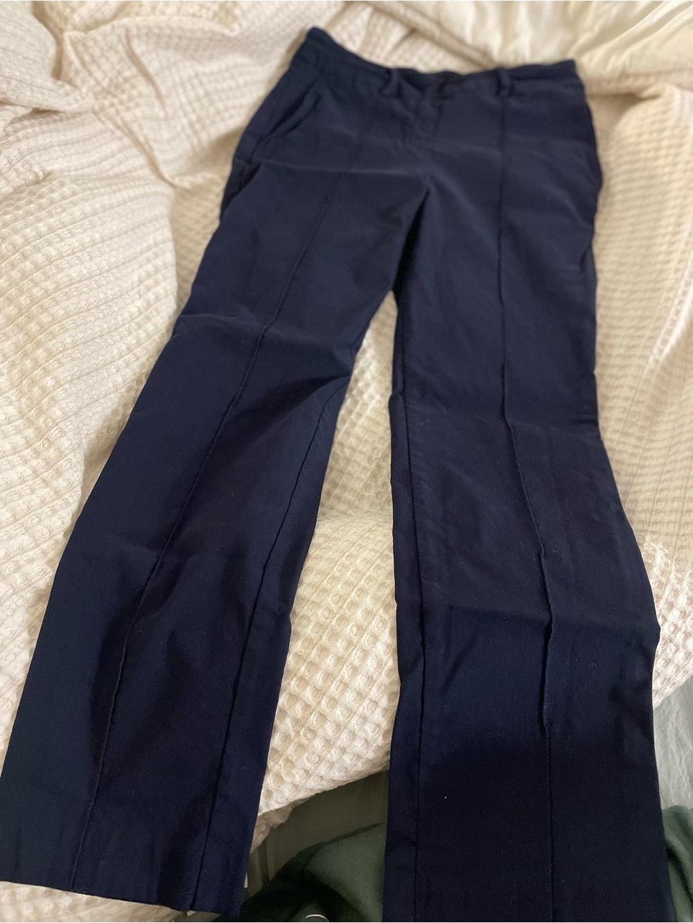 Navy Straight-Leg Dress Pants